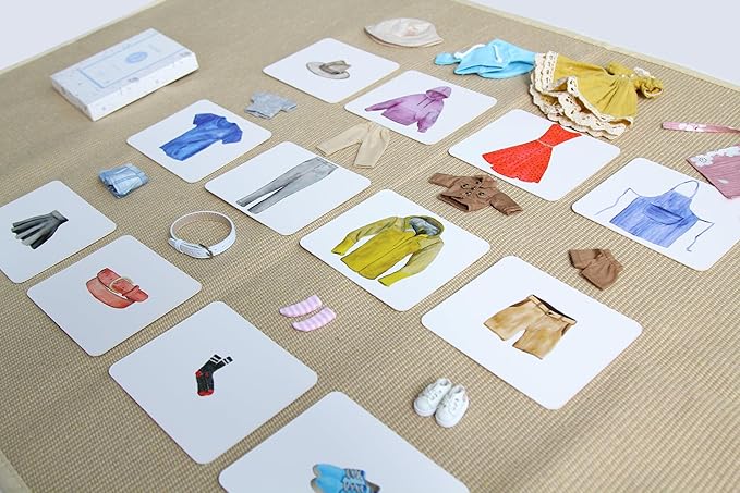 Montessori Language Materials Objects with Similar Cards 12pcs Mini Clothing Replicas with Cards