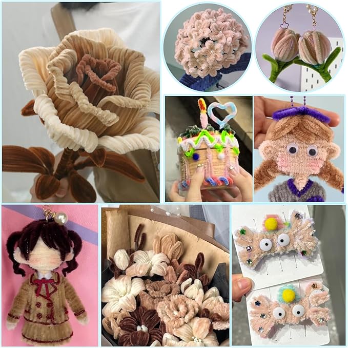 TOAOB 100pcs Pipe Cleaners Beige Pipe Cleaners Chenille Stems 6mm x 12 Inch Fuzzy Sticks Craft Supplies for Art DIY Crafts Decorations