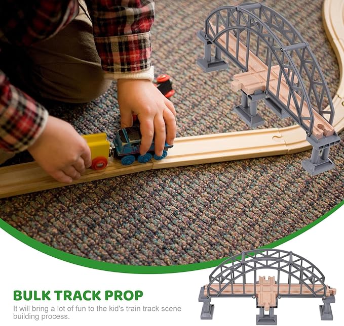 Train Bridge Model, Wooden Train Track Accessories Cross Railway Toys Train Scene Layout Props Toy for Kids Toddlers