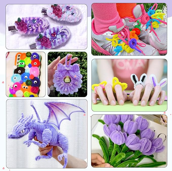 TOAOB 100pcs Pipe Cleaners Light Purple Pipe Cleaners Chenille Stems 6mm x 12 Inch Pipe Cleaners Craft Supplies for Art DIY Crafts Decorations