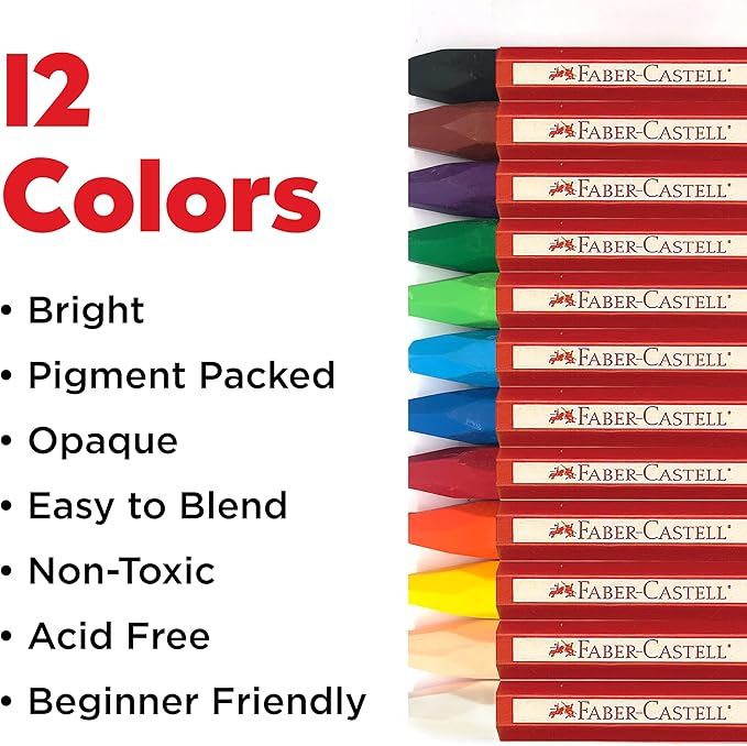 Faber-Castell - Oil Pastels School Pack - Premium Art Supplies For Kids (24 Each of 12 Colors) (288 Count)