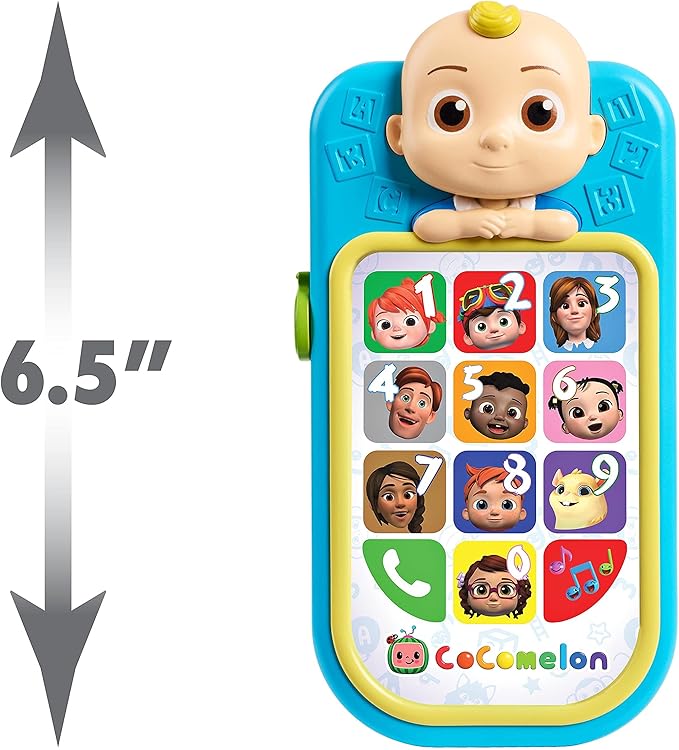 CoComelon JJ’s First Learning Toy Phone for Kids, Lights, Sounds, Music, Letters, Numbers, Colors, Shapes, and Weather, Kids Toys for Ages 18 Month by Just Play