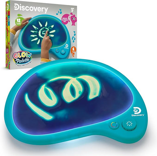 Discovery™ Mess-Free Glow Palette - Interactive Light-Up Art Pad with 12 Colors & Musical Play| Painting & Drawing Tablet| Travel Art Activity Kit| Arts & Crafts Toy for Kids Boys Girls Ages 4+