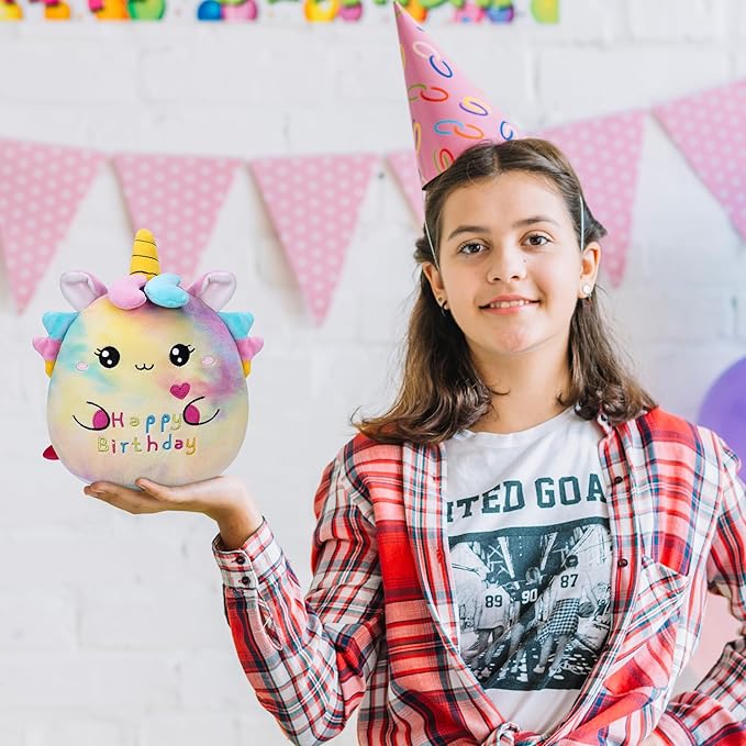 Birhtday Gift Unicorn Plush Toy - Adorable Birthday Unicorn Stuffed with Card, Perfect Birthdays Stuffed Animal, 9 Inch