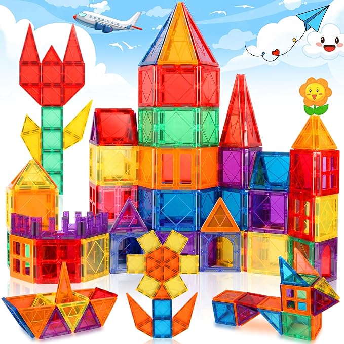 Magnetic Tiles Toys for 3 4 5 6 7 8 Year Old Boy Girls Kids Beginner Set,Magnetic Building Blocks Learning Toys for Toddlers Age 2-4 3-5 4-5 5-6 6-8 Birthday Christmas Ideas (20PCS Colourful)