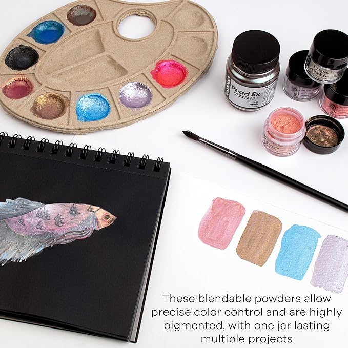 Jacquard Pearl Ex Pigment Powder Series 1 12 Color Set 3 Gram Jars - Loose Mica Powder for Epoxy Resin, Watercolors, Calligraphy Ink & Clay - Epoxy Pigment Powder - Epoxy Resin Color