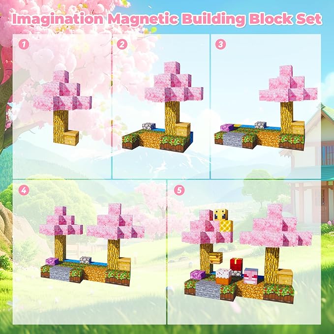 80Pcs Magnetic Blocks Craft World Set, Magnetic Blocks Le Building go Toys for Kids,STEM Sensory Toys for Toddlers Kids Christmas Birthday Gifts for 3+ Years Old Girls Boys