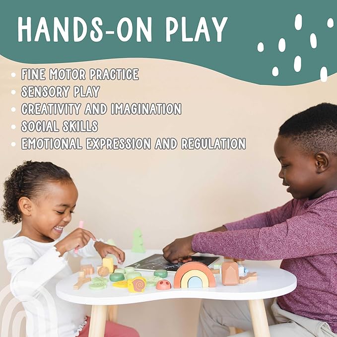 38 pcs Wooden Forest Sensory Bin - Montessori Toys for 4 Year Old - Wooden Blocks for Toddlers 3-5 - Sensory Toys for Kids 5-7 - Preschool Learning Activities- Tinker Toys