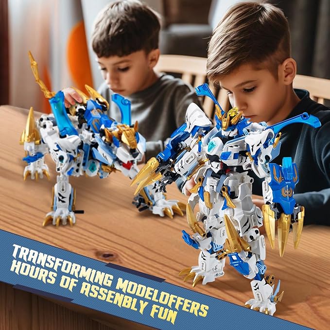 Mech Building Blocks Action Figure Toys, 2in1 White Tiger Transforming Robot Building Set, Converts to Tiger Model, for Adults Kids Boys Ages 8+(515 Pieces) (White Tiger)