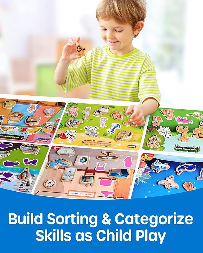 SYNARRY 89 Pcs Wooden Magnetic Sight Word Fishing Game Preschool Activity, Memory Sorting Matching Game for 3 4 5 Years Old Learning Flashcards, Montessori Educational Toys Gifts for Kids Ages 3-5 4-6