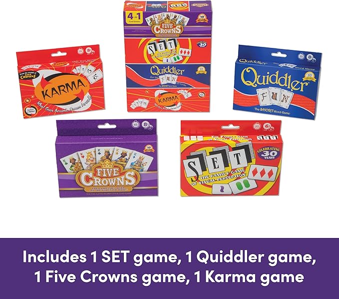 Five Crowns 4 Pack Bundle Card Games for Kids – Card Games for Adults, Family Games Night, Card Games for Families, Multi-Player, Screen Free, Travel Games, Playing Cards, Memory Game, Learning Games