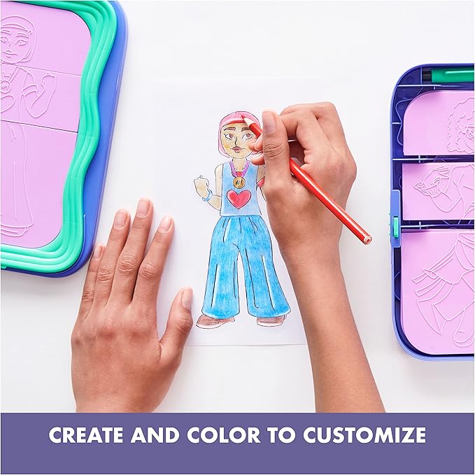Spin Master Truly You! Character Creator Drawing Kit with Mix and Match Diverse Fashion Design Plates, 11 Colored Pencils, Arts & Crafts Kids Toys Ages 8 and up