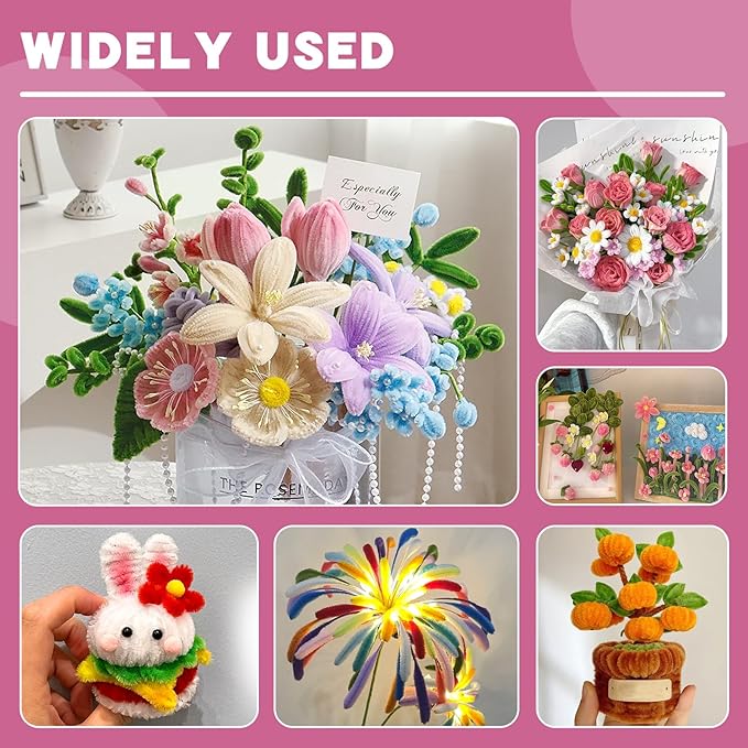 200 Pcs Pipe Cleaners Chenille Stems, Pink Pipe Cleaners, 11.8inch Long Craft Pipe Cleaner Bulk for Flowers Making, Mother’s Day DIY Art Crafts Decorations Supplies (Pink)