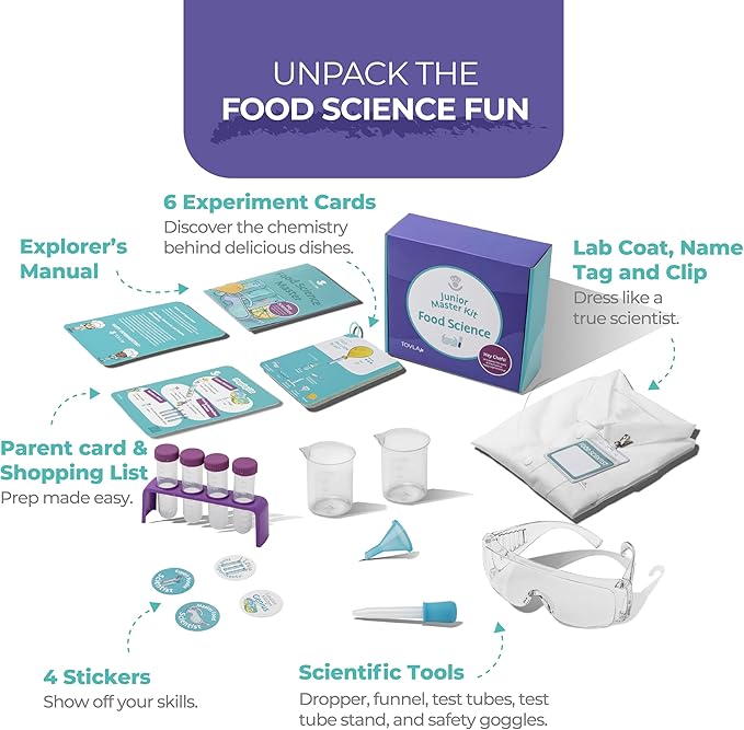 Tovla Jr Ultimate Food Science Experiment Kit for Kids Ages 4+ | STEAM Activity with Reusable Tools