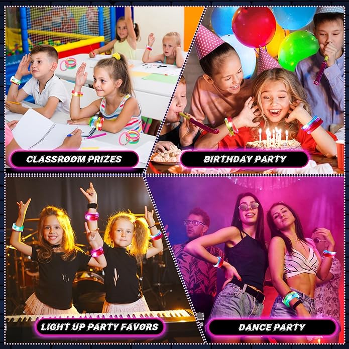 12 Pack LED Bracelets Glow Sticks, Halloween Party Favors, Glow in the Dark Party Supplies for Kids&Adults, Light Up Toys Carnival Birthday Concert Party Games Gifts Accessory