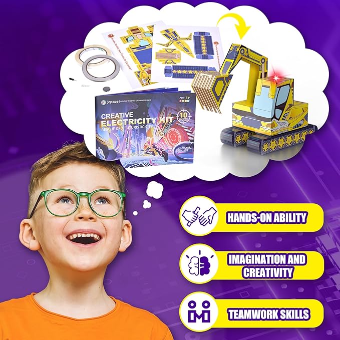 Japace Electricity Science Kits for Kids Age 8-10-12-14, 10 STEM Projects, Paper Circuits Activities, Physics Lab Experiments for Learning & Education, Christmas Birthday Gifts for 8+ Boys Girls