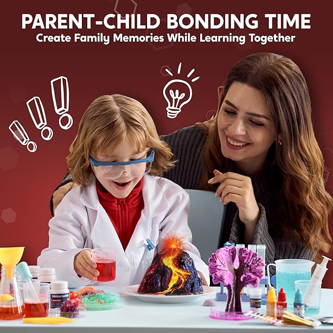 Klever Kits Amazing Science Kits- 85+ Experiments Educational Toys, STEM Activities with Erupting Volcano and Growing Crystal Tree for Kids Aged 6 7 8+