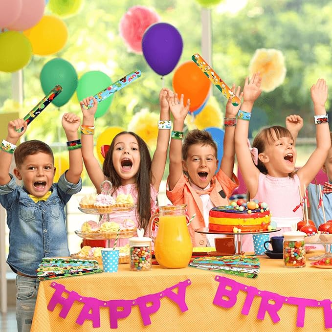 Serencatcher 48Pcs Bug Slap Bracelets, Bug Insect Party Favors Wristbands Bracelets with Ladybug Caterpillar Butterflies Snails Snap for Wild Insect Animal Birthday Party Decorations