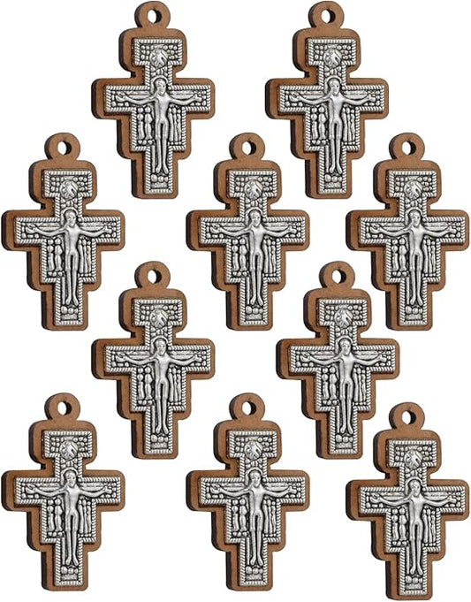 COTTVOTT Wooden Christian Jesus Cross/Orthodox Crucifix Charms Pendants for Rosary Necklace, DIY Jewelry Making Accessories Parts