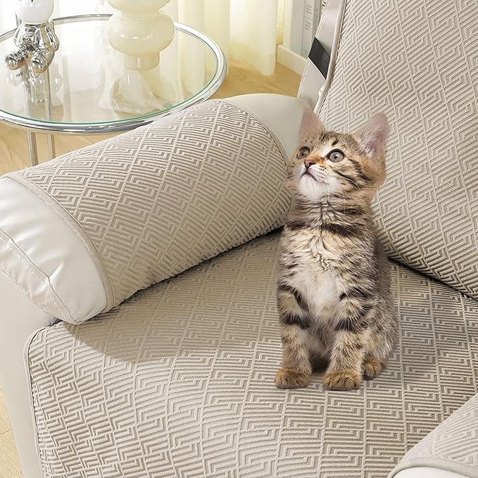 Easehomey 100% Waterproof Recliner Chair Covers,Non-Slip Recliner Covers that Stay in Place with Two Pocket Elastic Straps Washable Reclining Chair Cover Furniture Protector for Kids,Pets(Khahi,23.6")