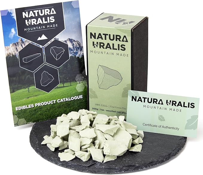 Ural Green Clay | 7oz of Natural Green Clay, Pastel to Verdant Green - Amazing Crunch, Satisfying Earthy, Velvety and Firm Texture, ASMR Sensation