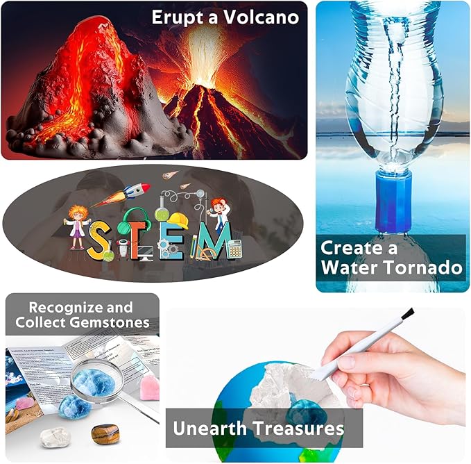 Science Kit, Volcano Kit for Kids Age 5-7 6-8-12 Boys Girls Kids Toys, Crystal Earth Moon Mars Science Kit, Dig Kits & Gemstones, STEM Project Toy for Boys and Girls Perfect Birthday