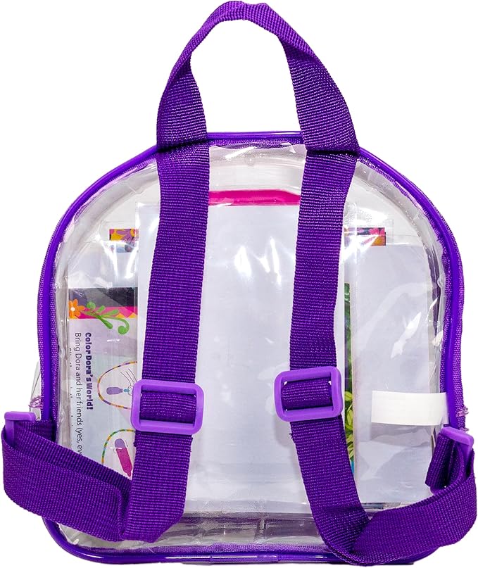 Horizon Group USA Dora Ultimate Activity Backpack, 10+ Creative Projects in a Reusable Bag, Less-Mess Toddler Toys, Road Trip Essentials for Kids, Great Airplane Toy, Dora Purple