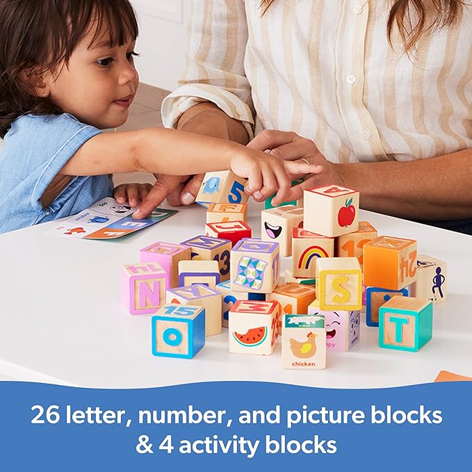 Ms. Rachel Melissa & Doug Letter, Number, and Game Wooden Learning Blocks with Activity Cards for Girls and Boys Toddlers Ages 18 Months+ - FSC-Certified