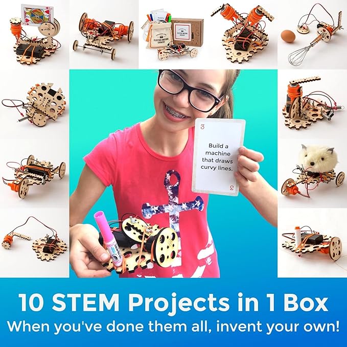 Robotics Engineering Kit | Designed by Scientists in USA | 50+ Parts | 10+ STEM Projects For Kids 8-12 | Learn Electronics, Science | Grow Creativity, Grit | Great DIY Inventor Toy Gift