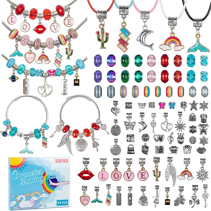 Sofier Charm Bracelet Making Kit DIY Jewelry Making Supplies Charm Bracelets Beads Necklace Making for Teen Women Adult Gift Crafts for Girls Ages 8-12
