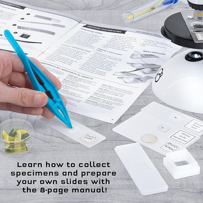 The Thames & Kosmos Microscope Essential STEM Tool with Smartphone Adapter to Capture & View Microscopic Images, Entry-Level Student Science Device, 60x to 600x Magnification & 45 Accessories