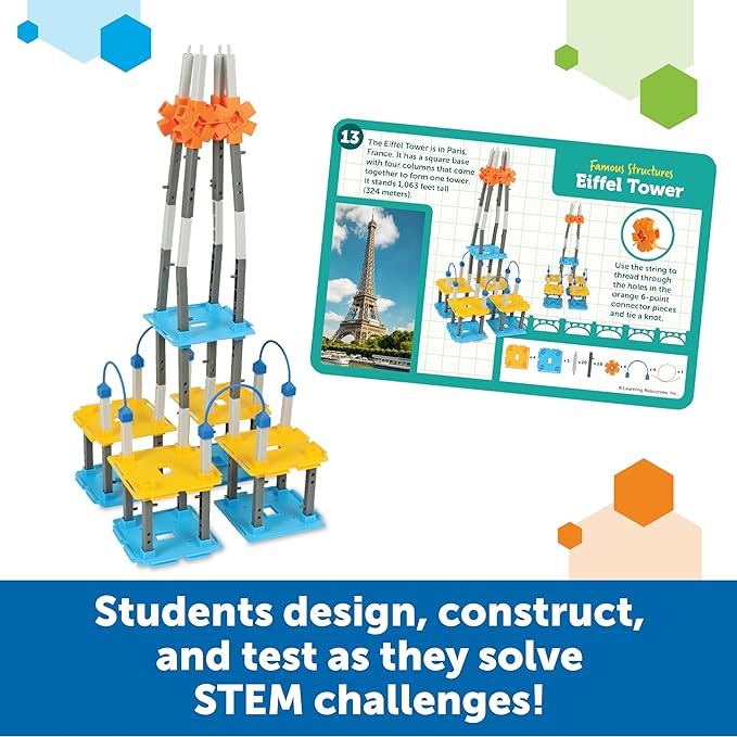 Learning Resources STEM Explorers Bridge Builders Classroom Set, 305 Pieces, Ages 5+, Building Toys, STEM Projects, Science for Kids