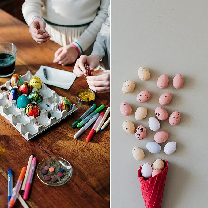 Youuys Wooden Easter Eggs Toys for Kids, Faux Easter Speckled Eggs DIY Art for Craft for Home Garden Decors, Cognitive Montessori Toy for Species Identification Early Educational Preschool Classroom
