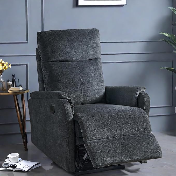 Chair, Power Lift Recliner Chair, Ergonomic Recliner Chair with USB, Classic Single Sofa with Footrest, Easy Control for All Age Groups, Recliner Single Chair for Living Room,Dark Gray