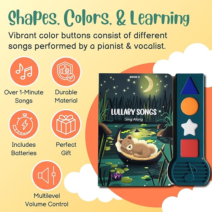 Interactive Sound Book for Toddlers with Nursery Rhyme Songs, Musical Toy, Hush Little Baby, You are My Sunshine, Check Out The Video to Hear The Singer's Voice