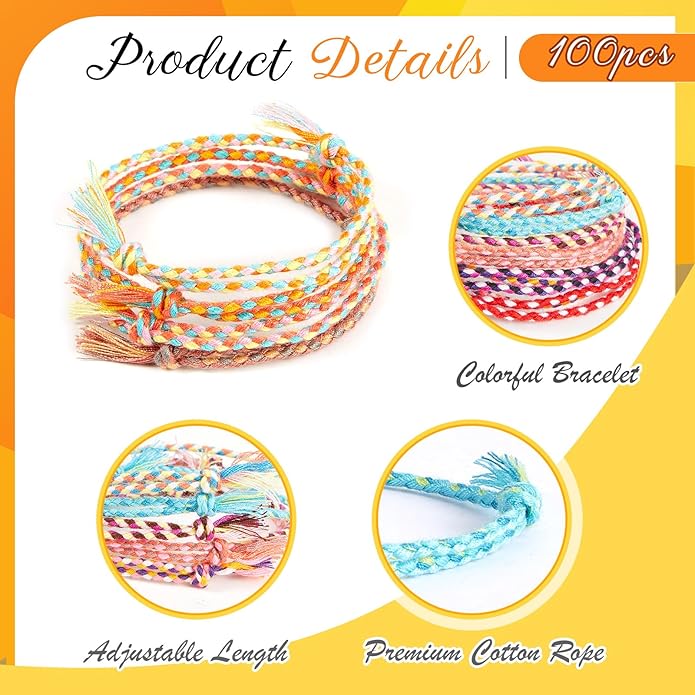 Woven Wrap Friendship Bracelets Beach String Bracelets Handmade Braided Bracelet Adjustable Thread Bracelets for Women Party Favors Birthday Gifts