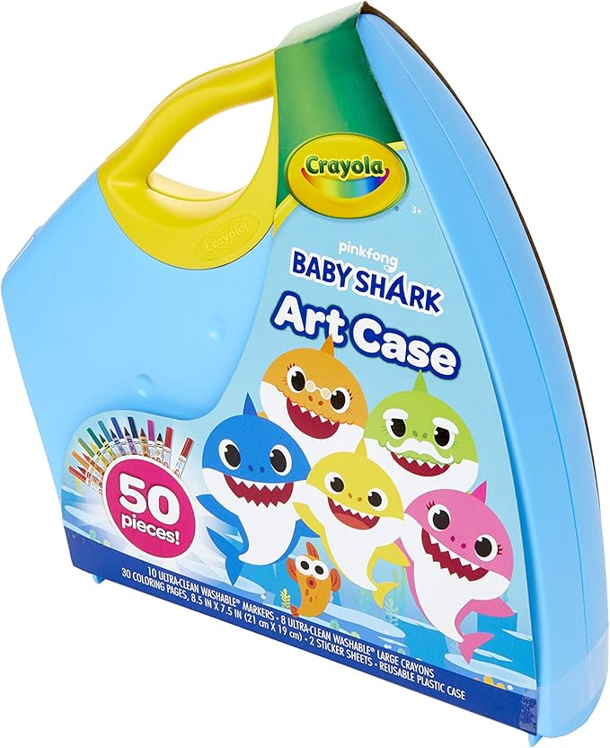 Crayola Baby Shark Art Set, 50 Pieces, Gift for Kids, 3, 4, 5, 6, 7