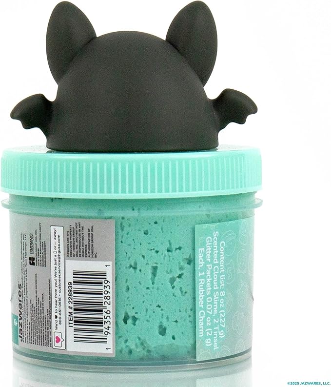Original Squishmallows Aldous The Fruit Bat Premium Cloud Slime, Vanilla-Scented, 8 oz., Storage Container with Figurine Topper, Rubber Charm, Goodie Bags Stuffers, Kids Party Favors, Sensory Toy