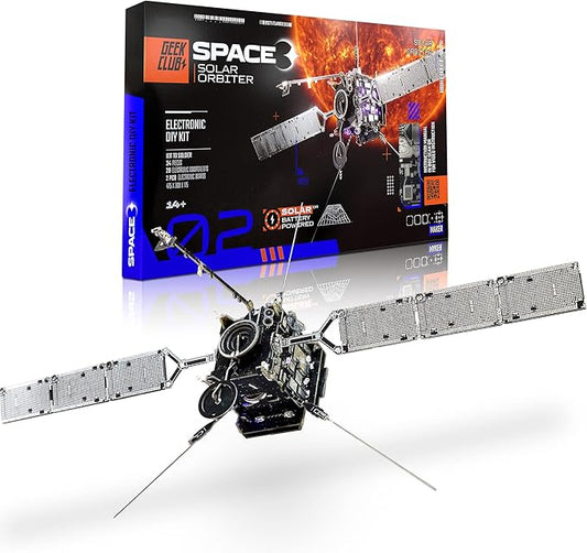 Space O DIY Engineering Kit - Solar Orbiter Model Building Kit - Solar-Powered Science Toy Kits - Educational STEM Kit, Electrical Engineering Kit - DIY Toy Gift for Adults, Teens, Kids 14+