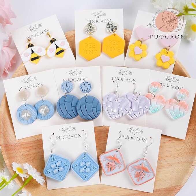 Puocaon Scallop Polymer Clay Cutters - 7 Pcs Clay Cutters for Polymer Clay Jewelry, Seashell Circle Polymer Clay Earring Cutters, Heart Clay Cutters for Polymer Clay Earrings Making
