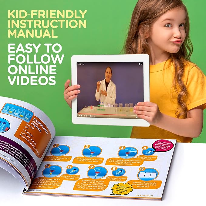 Science Kit for Kids Ages 3, 4, 5, 6, 7 - Over 20 Science Experiments - Lab Coat Included