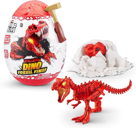 Robo Alive Volcano Dino Fossil Find T-Rex by ZURU Boys Age 5+ Dig and Discover, STEM -Excavate Prehistoric Fossils, Educational Toys, Great Science Kit Gift (T-Rex)
