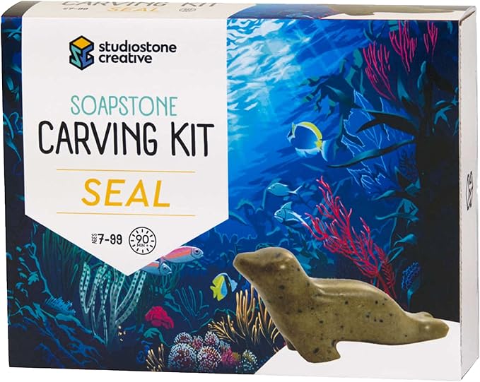 STUDIOSTONE CREATIVE DIY Arts & Crafts Carving Kit Kids Adults Ocean Set of 3 Sculpture Soapstone