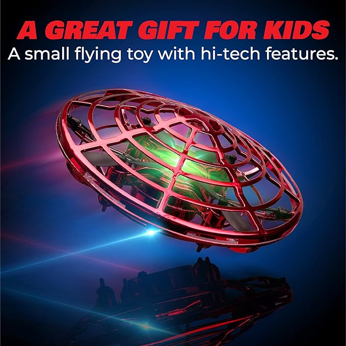 Force1 Scoot Hand Operated Drone for Kids or Adults - Hands Free Motion Sensor Mini Drones, Easy LED Indoor Rechargeable UFO Toy Flying Orb Ball Drone Toys for Boys and Girls (Red)