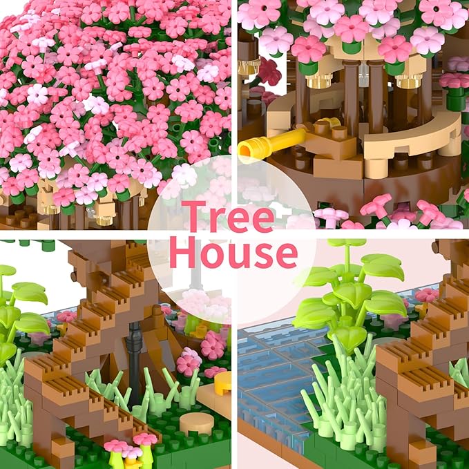 Cherry Blossom Tree Building Set,(2008pcs) Flowers Bonsai Tree Mini Blocks Kit for Adult,Japanese Sakura-Tree House Building Blocks Set,Gift Ideas for Girls 8 10 12 14+