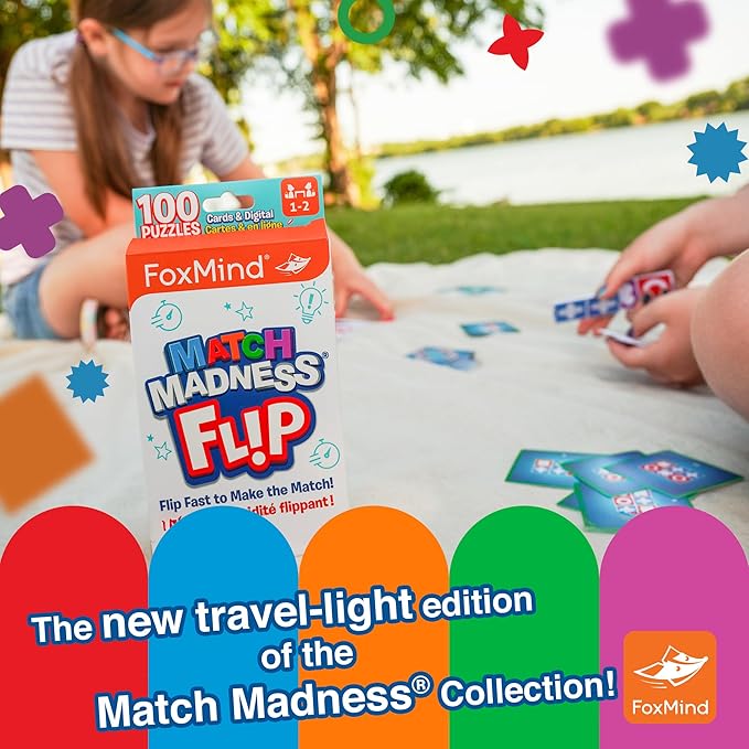 Foxmind Games: Match Madness Flip - Travel Sized Pattern Matching Puzzle Game, Develop Problem Solving-Logic-Fine Motor Skills, Kids 7+, 1-2 Players