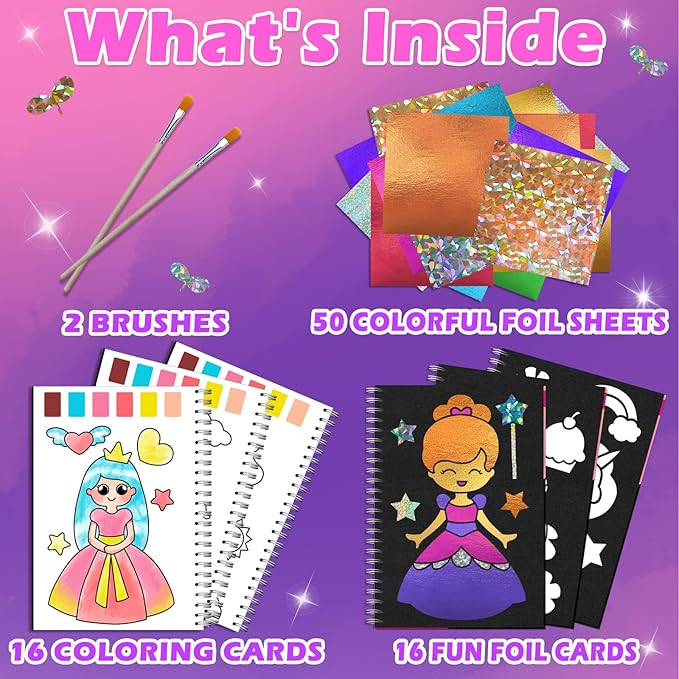 SOOVSY Art & Craft Activity Toys Kit, Foil Animals Crafts Children Fun DIY Creative Toy of The Year, No Mess Art Kits for Kids, Gift for Boys Girls Ages⌠(Unicorn&Coloring)