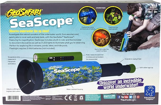 Educational Insights GeoSafari SeaScope, Explore Underwater Without Getting Wet, Includes Magnifier & LED Flashlight, Ages 8+