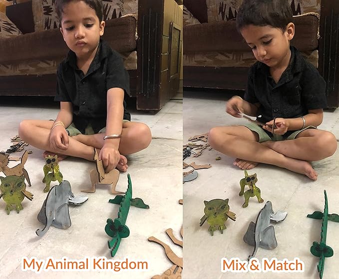 10in1 Craft DIY 3D Wooden Puzzles Bundle Set for Kids Age 3+ | Assemble Paint & Play Brain Teaser Puzzles | Educational STEM Toy for Boys Girls