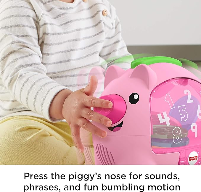 Fisher-Price Baby Musical Toy Laugh & Learn Count & Rumble Piggy Bank with Songs & Motion for Infants & Toddlers Ages 6+ Months